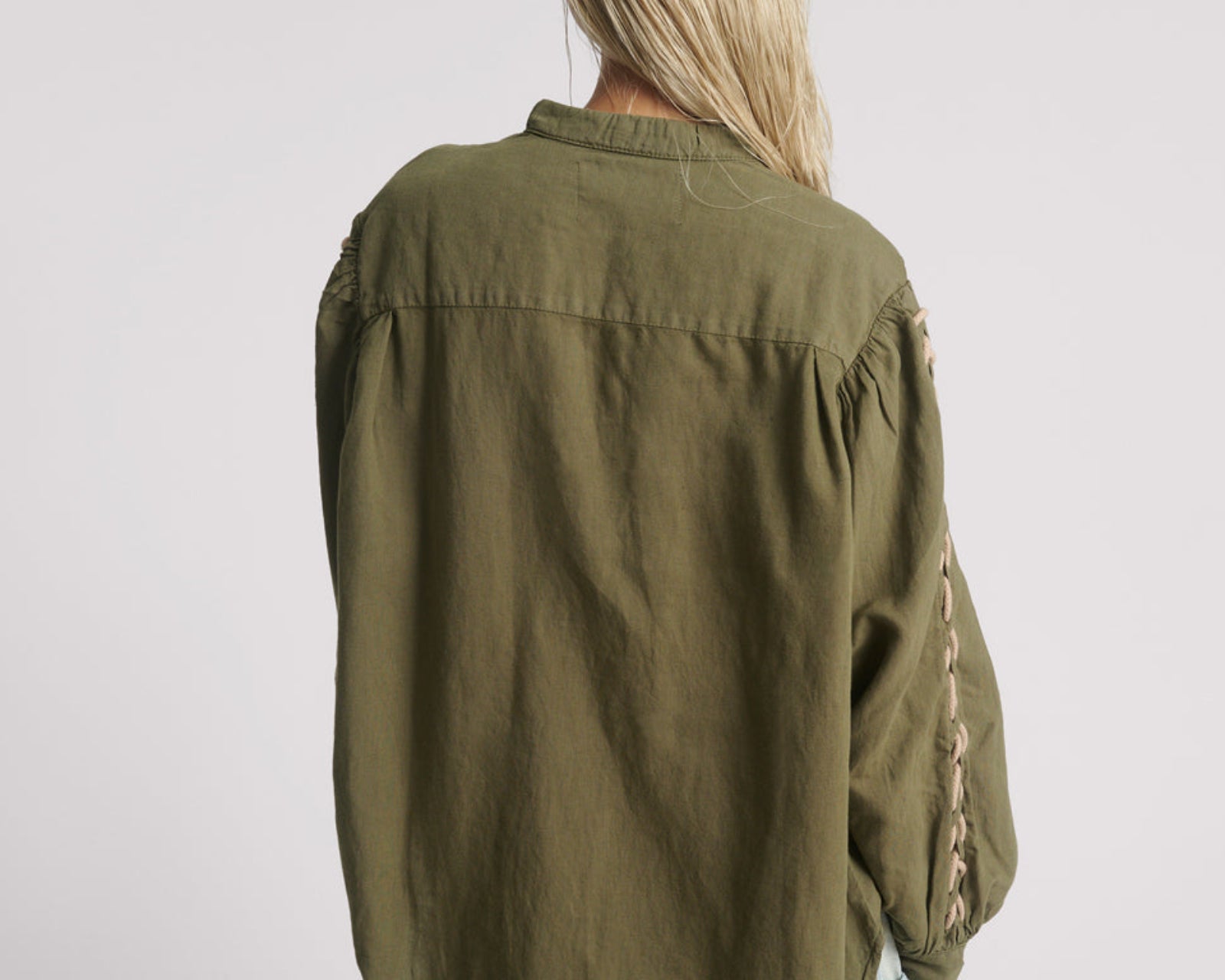 Johnny Linen Lace Up Shirt - Worn Khaki