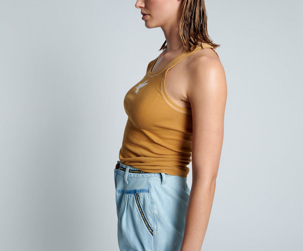 FADED TOBACCO BOWER BIRD SINGLET