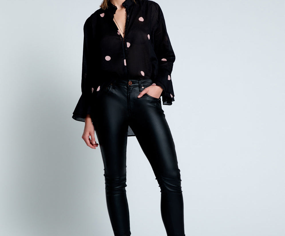 WET BLACK FREEBIRDS II HIGH WAIST SKINNY JEANS