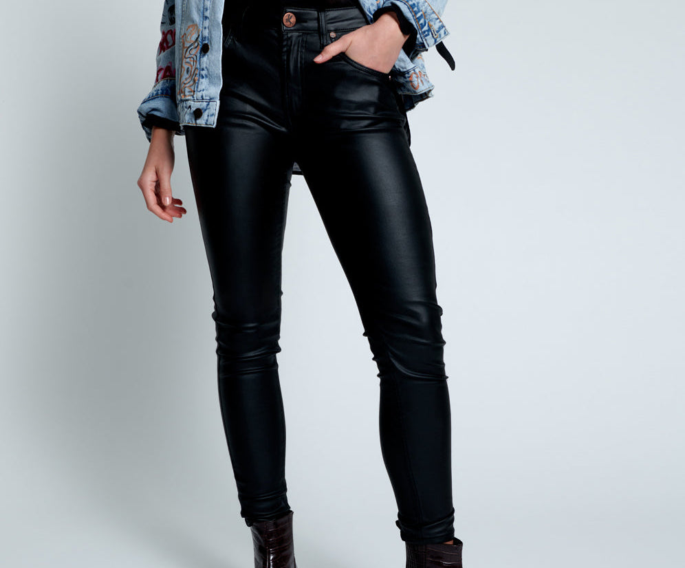 WET BLACK FREEBIRDS II HIGH WAIST SKINNY JEANS