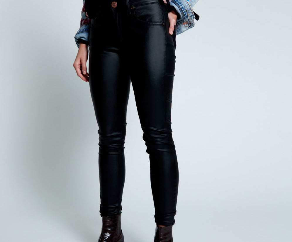 WET BLACK FREEBIRDS II HIGH WAIST SKINNY JEANS