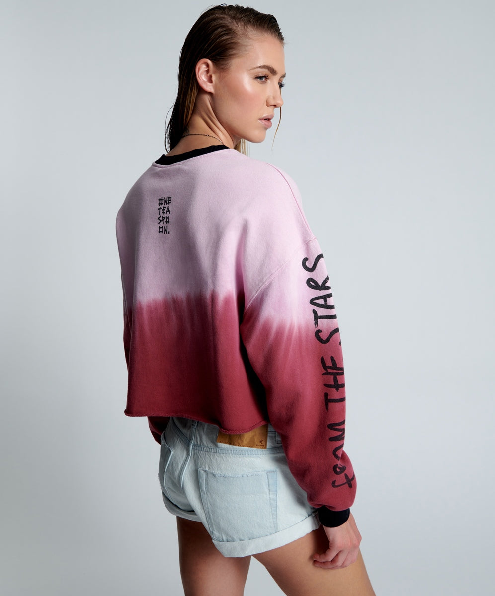 Last Stock FROM THE STARS DIPPED CROPPED SWEATER
