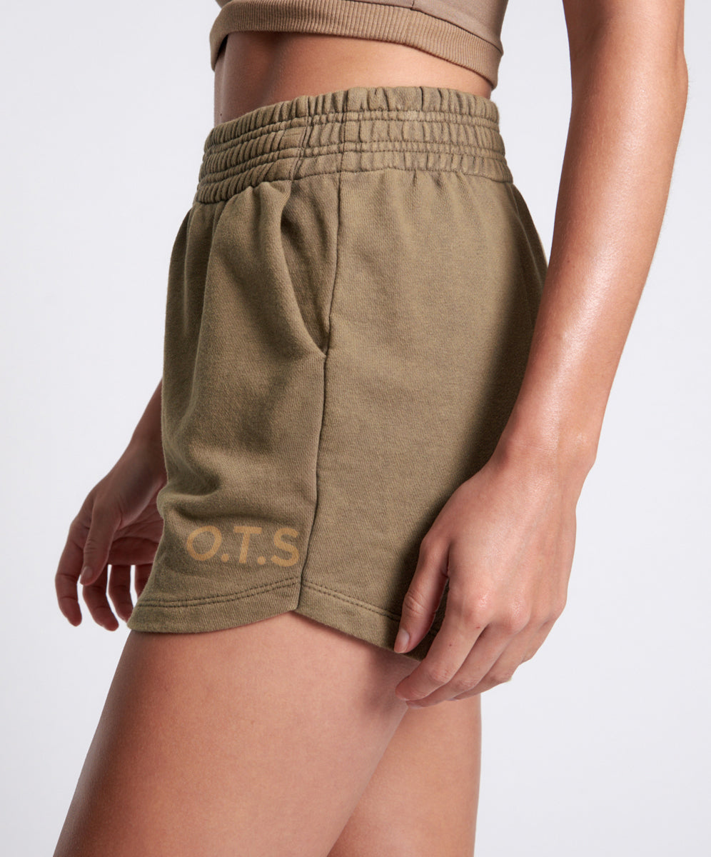 OTS High Waist Hustle Shorts Khaki - One Teaspoon USA
