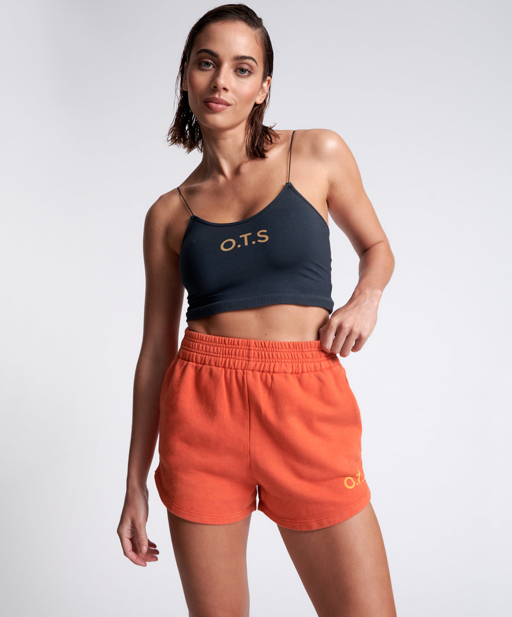 Products O.T.S High Waist Hustle Shorts - Electric Orange
