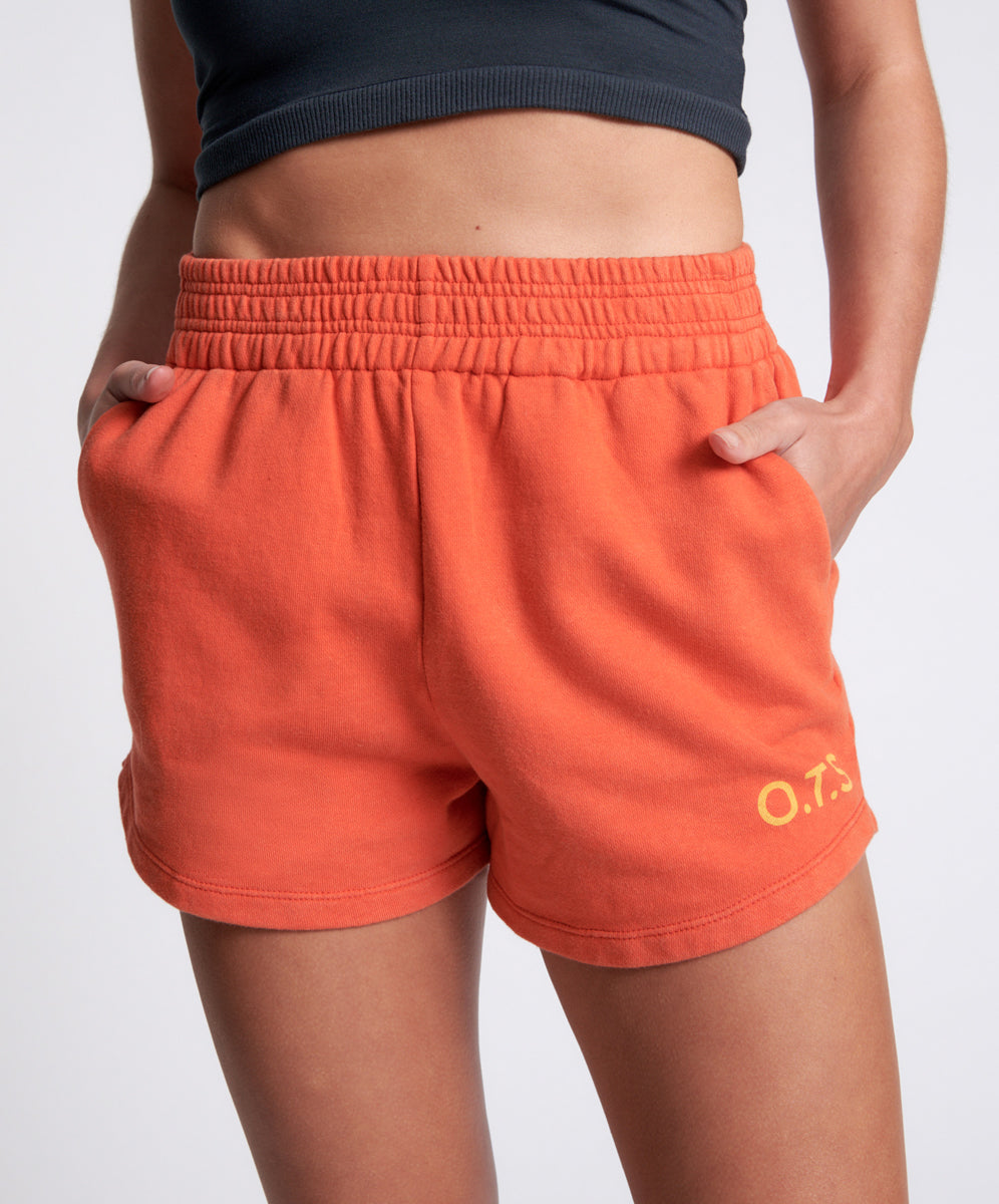 Products O.T.S High Waist Hustle Shorts - Electric Orange