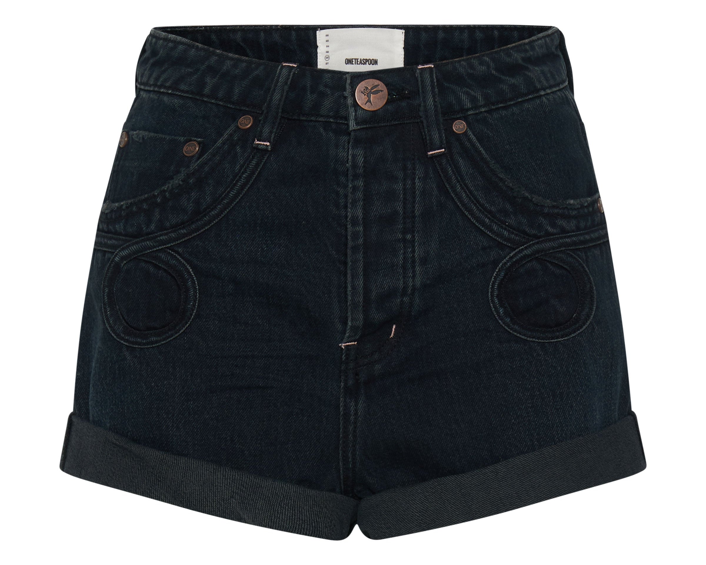 Bandits High Waist Le Loop Denim Shorts - Fox Black