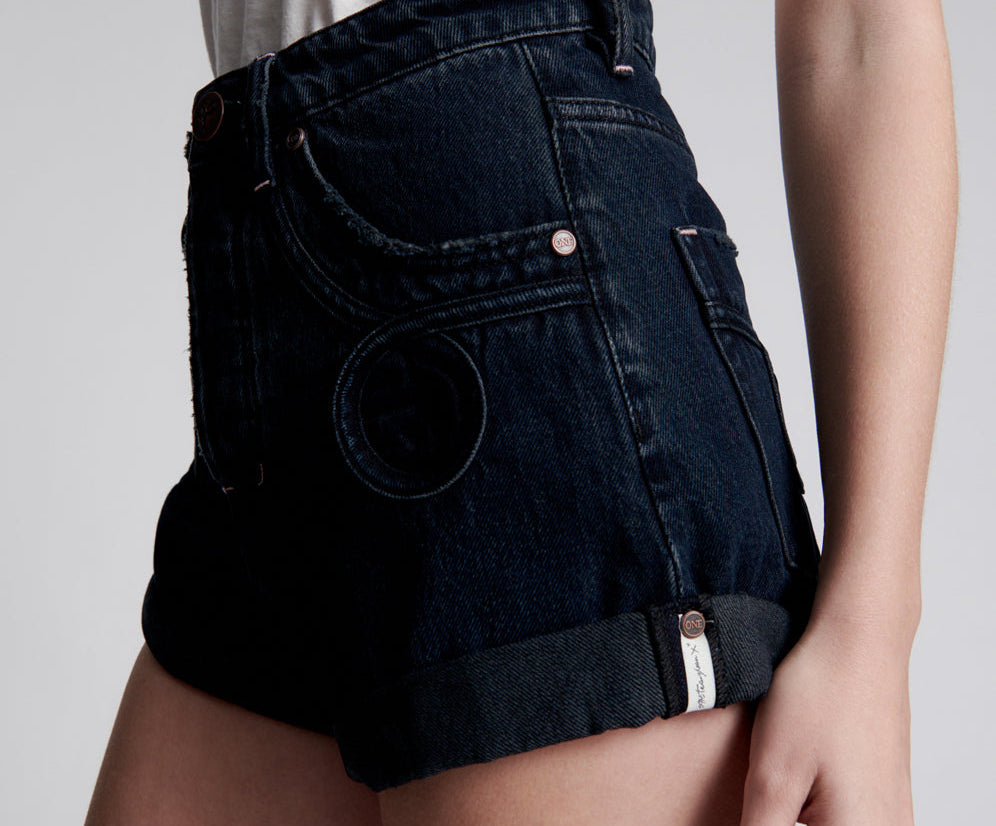 Bandits High Waist Le Loop Denim Shorts - Fox Black