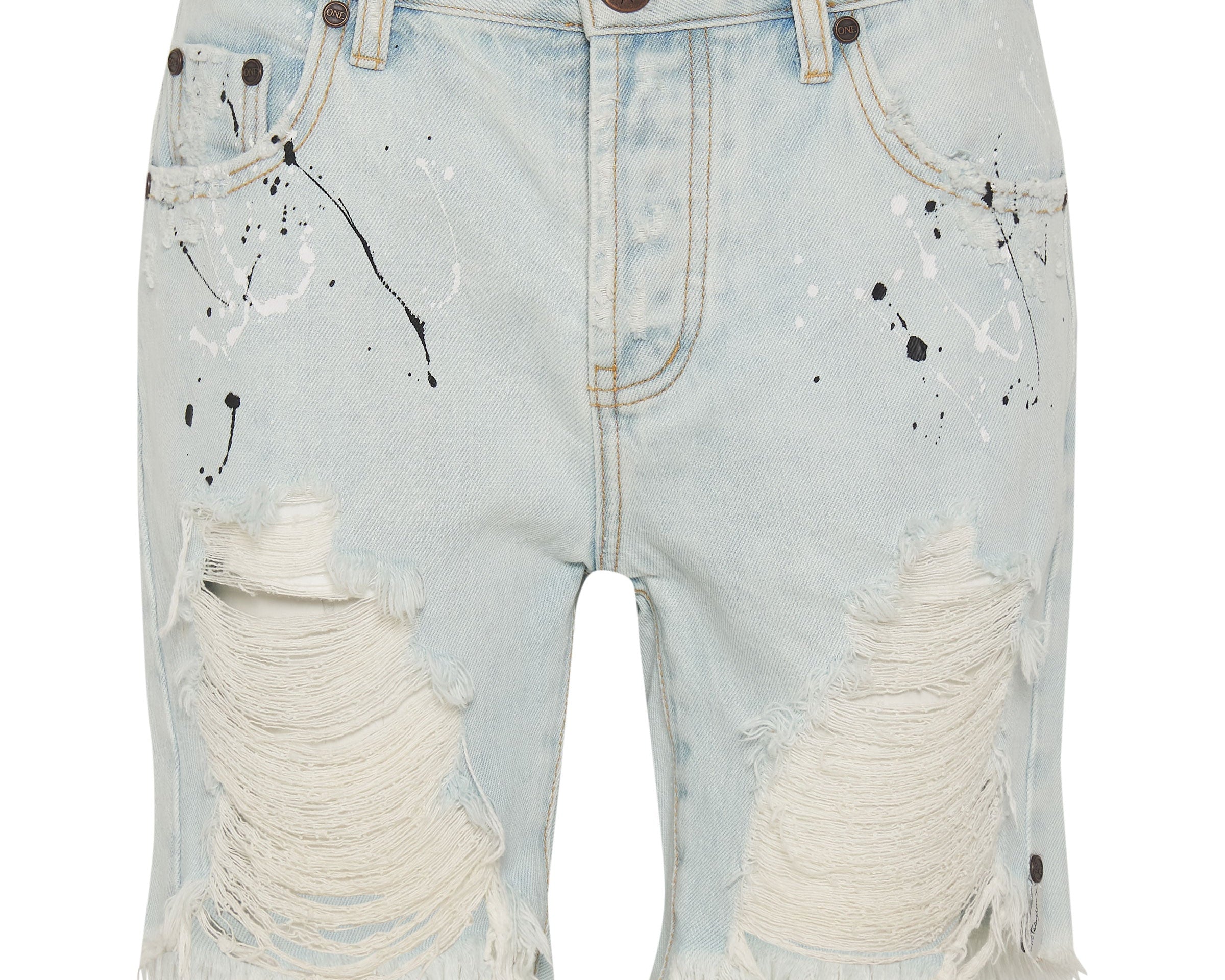 Stevies Low Waist Waist Long Length Boyfriend Denim Shorts - Florence Painted