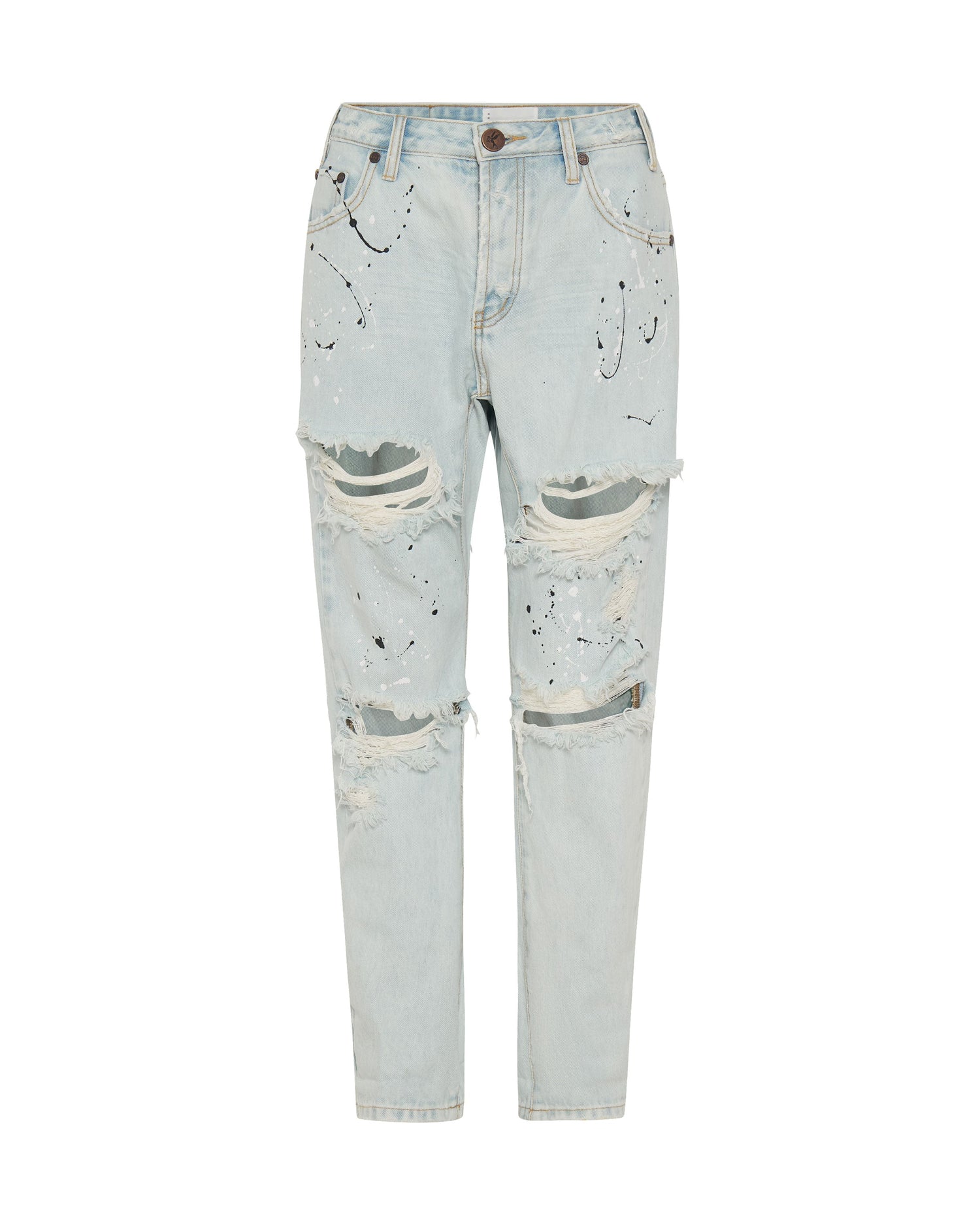 Rodeo Blue Denim Shorts Saints Low Waist Boyfriend Denim Jeans - Florence Painted