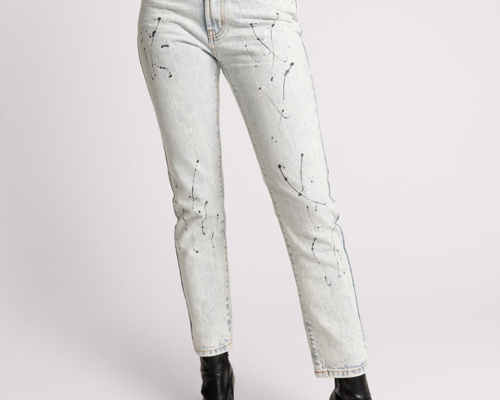 Awesome Baggies High Waist Straight Leg Denim Jeans - Florence Painted