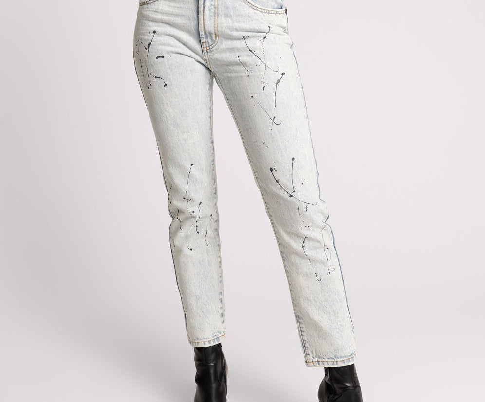 Awesome Baggies High Waist Straight Leg Denim Jeans - Florence Painted