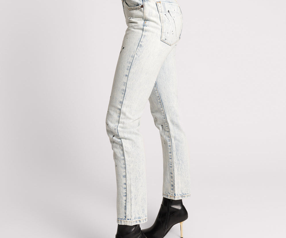 Awesome Baggies High Waist Straight Leg Denim Jeans - Florence Painted