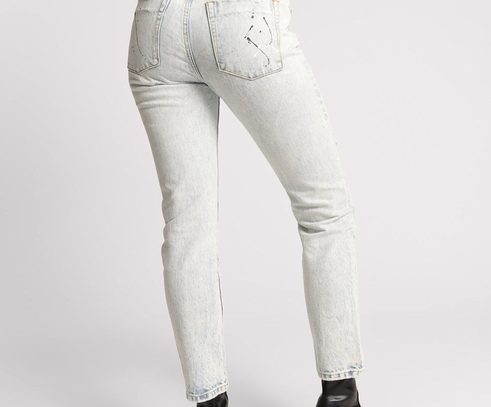 Awesome Baggies High Waist Straight Leg Denim Jeans - Florence Painted