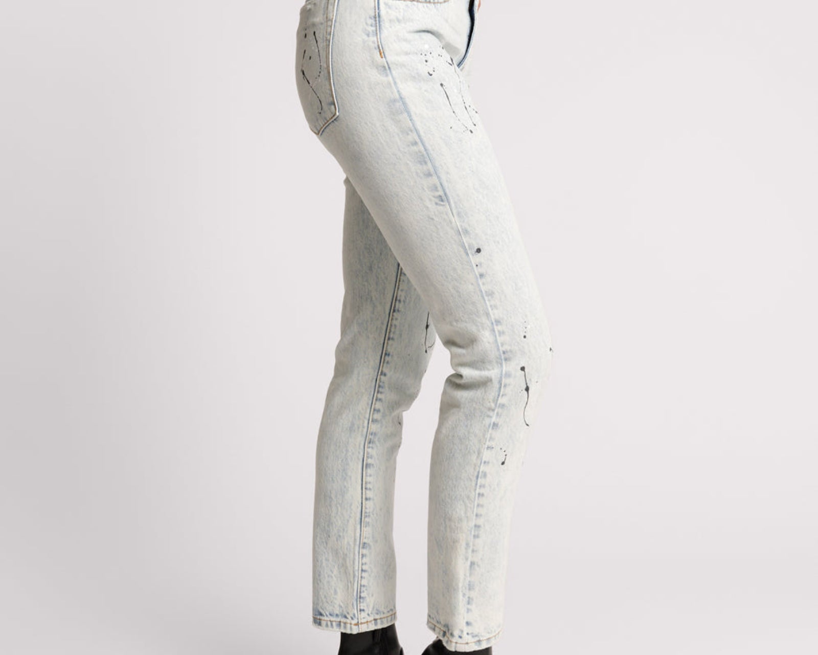 Awesome Baggies High Waist Straight Leg Denim Jeans - Florence Painted