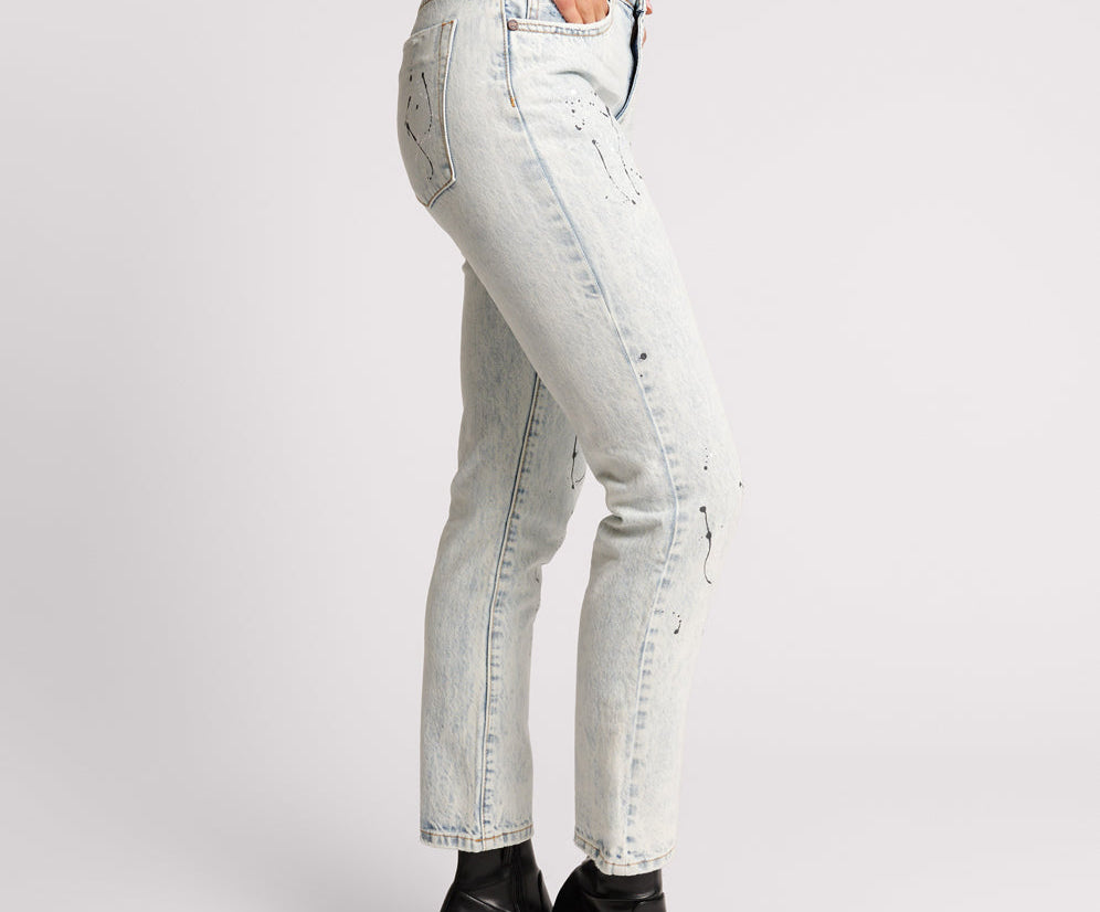 FLORENCE PAINTED HIGH WAIST AWESOME BAGGIES STRAIGHT LEG JEANS
