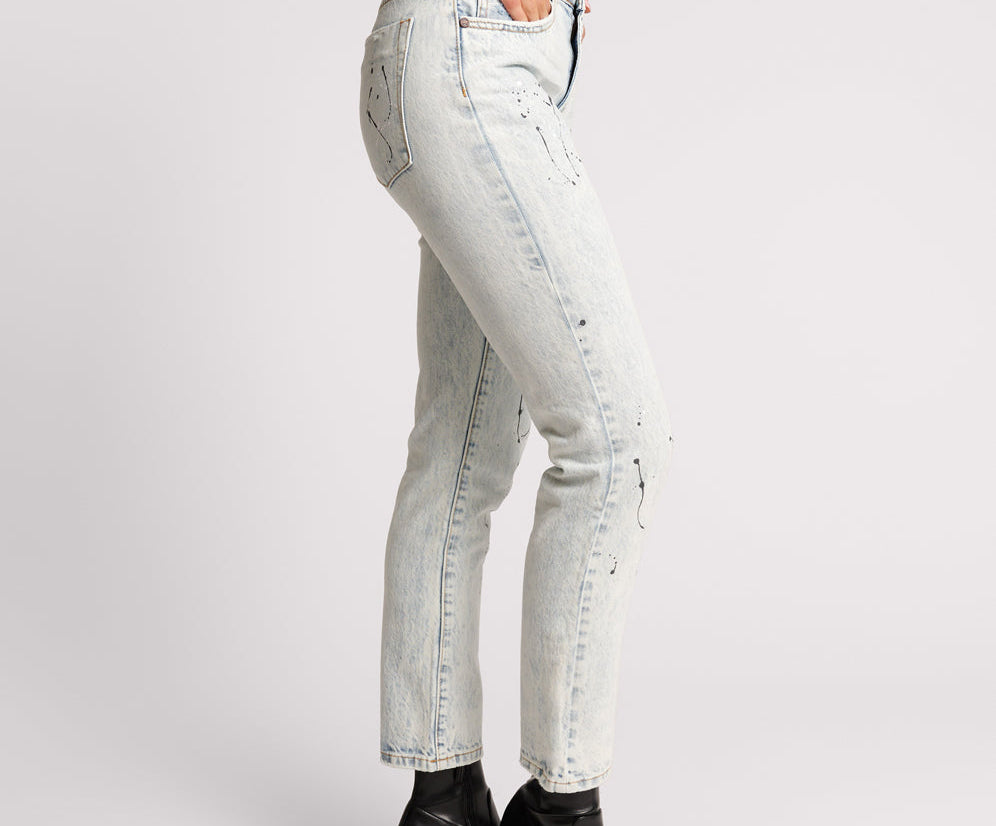 Awesome Baggies High Waist Straight Leg Denim Jeans - Florence Painted
