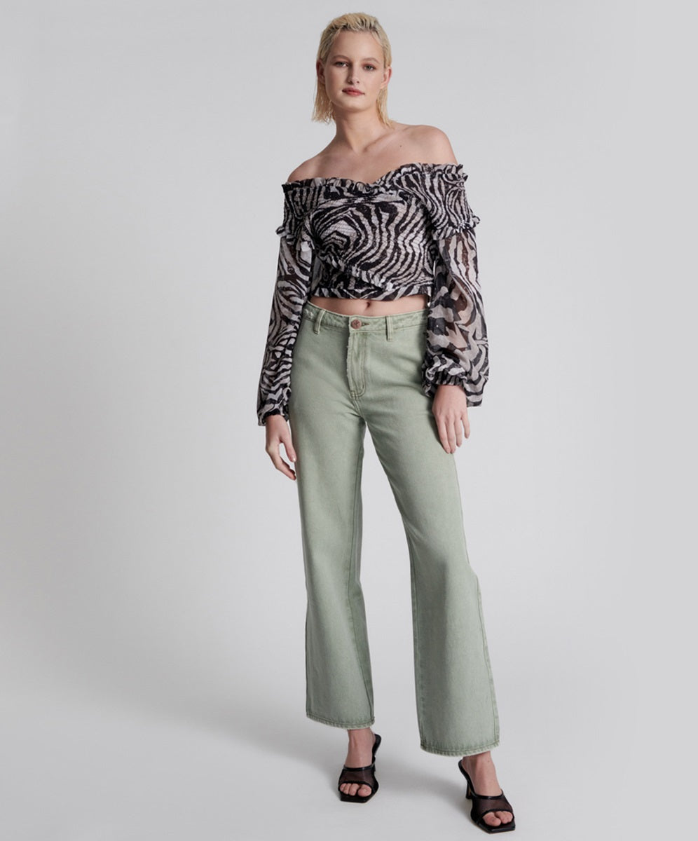 Archive Sale Women's Apparel & Clothing FADED KHAKI RYDERS HIGH WAIST WIDE LEG JEANS