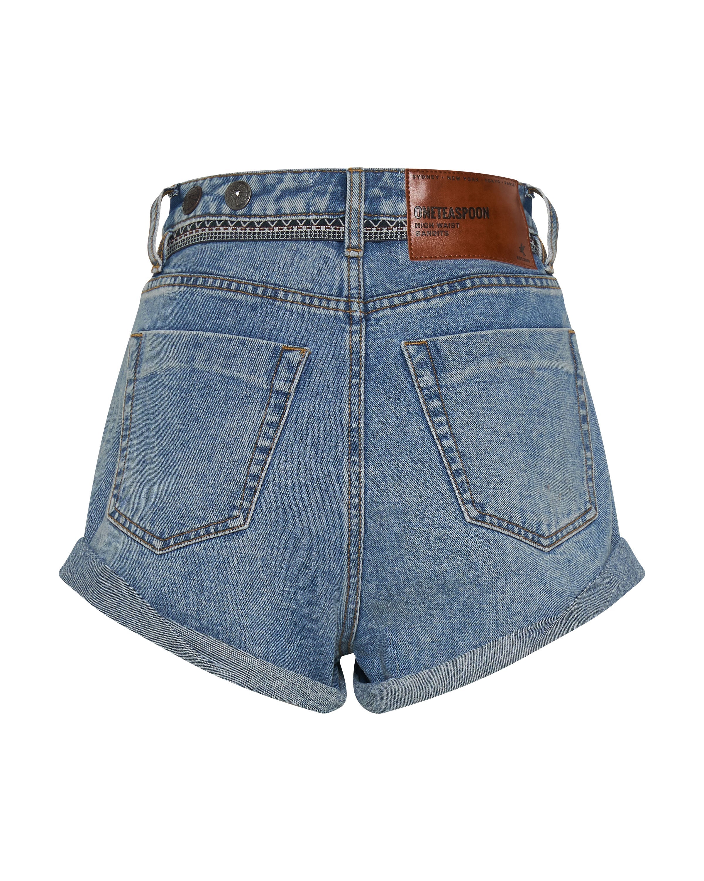 Bandits High Waist Denim Shorts Hollywood Hills Blue One Teaspoon USA