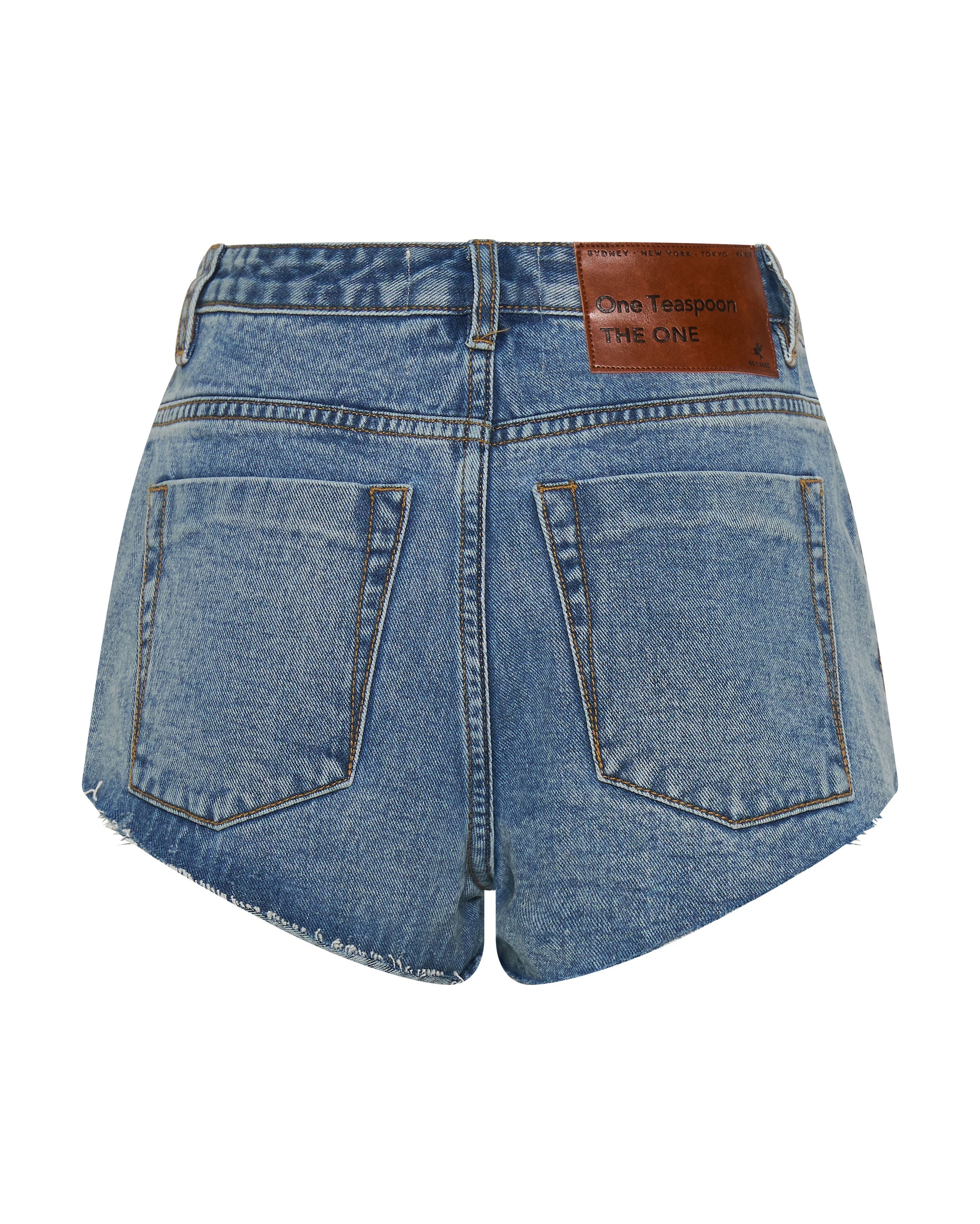 The One High Waist Cheeky Denim Shorts - Hollywood | One Teaspoon USA