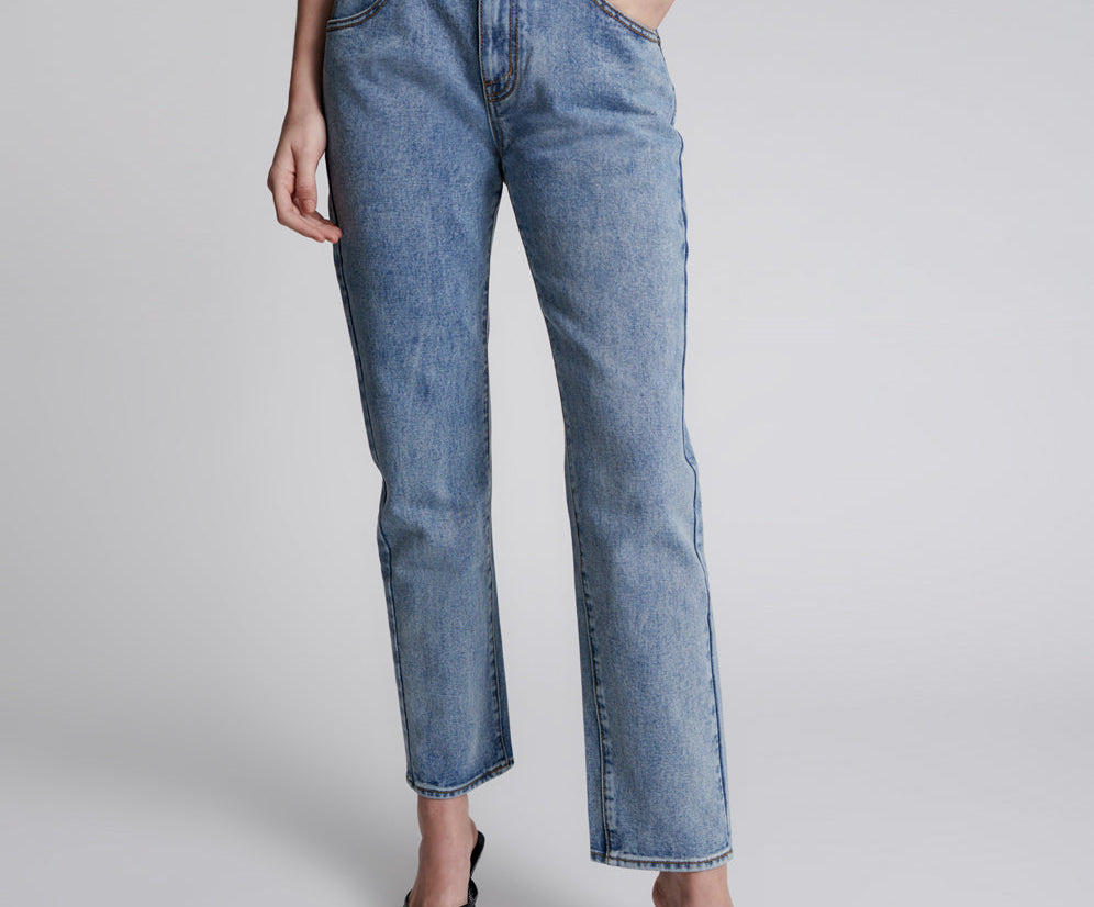 Truckers Mid Waist Straight Leg Denim Jeans - Hollywood Hills