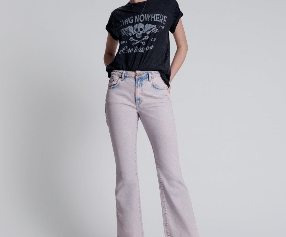Charlie High Waist Slim Flared Denim Jeans - Pink Haze