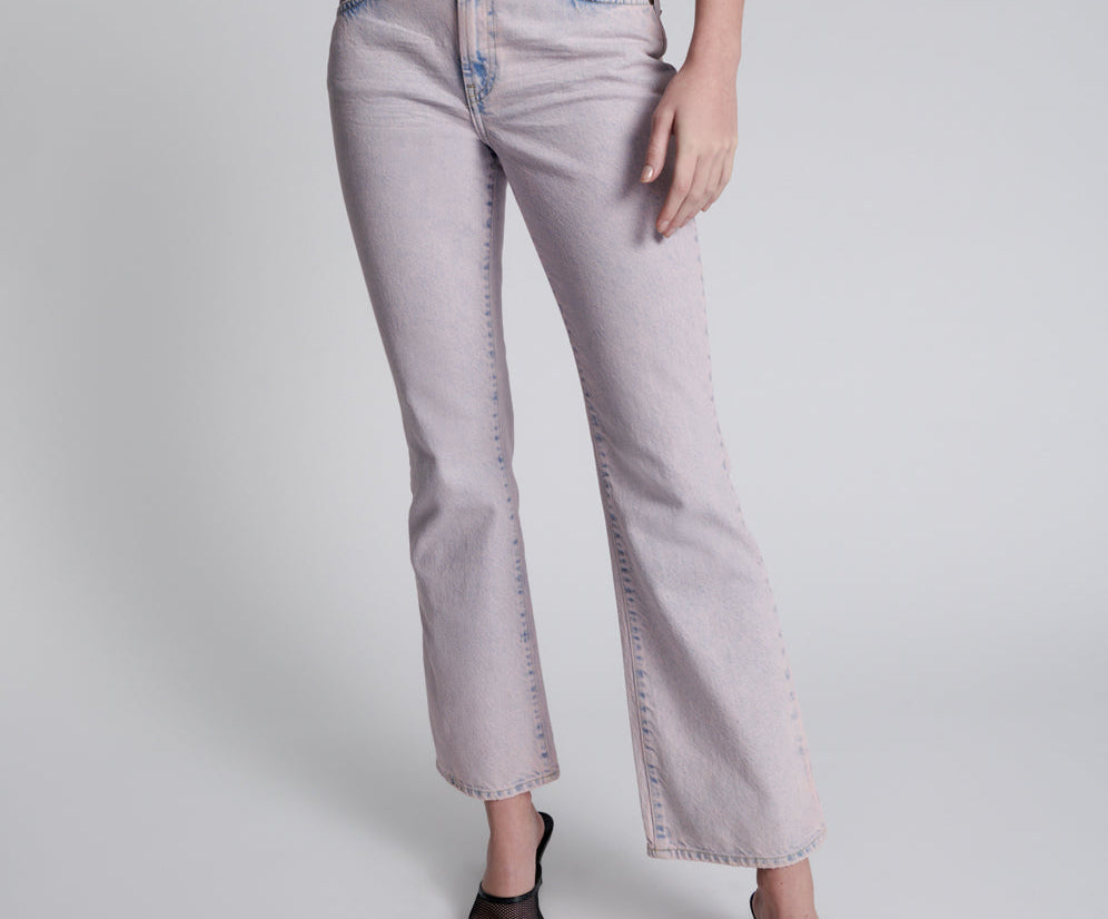 Charlie High Waist Slim Flared Denim Jeans - Pink Haze