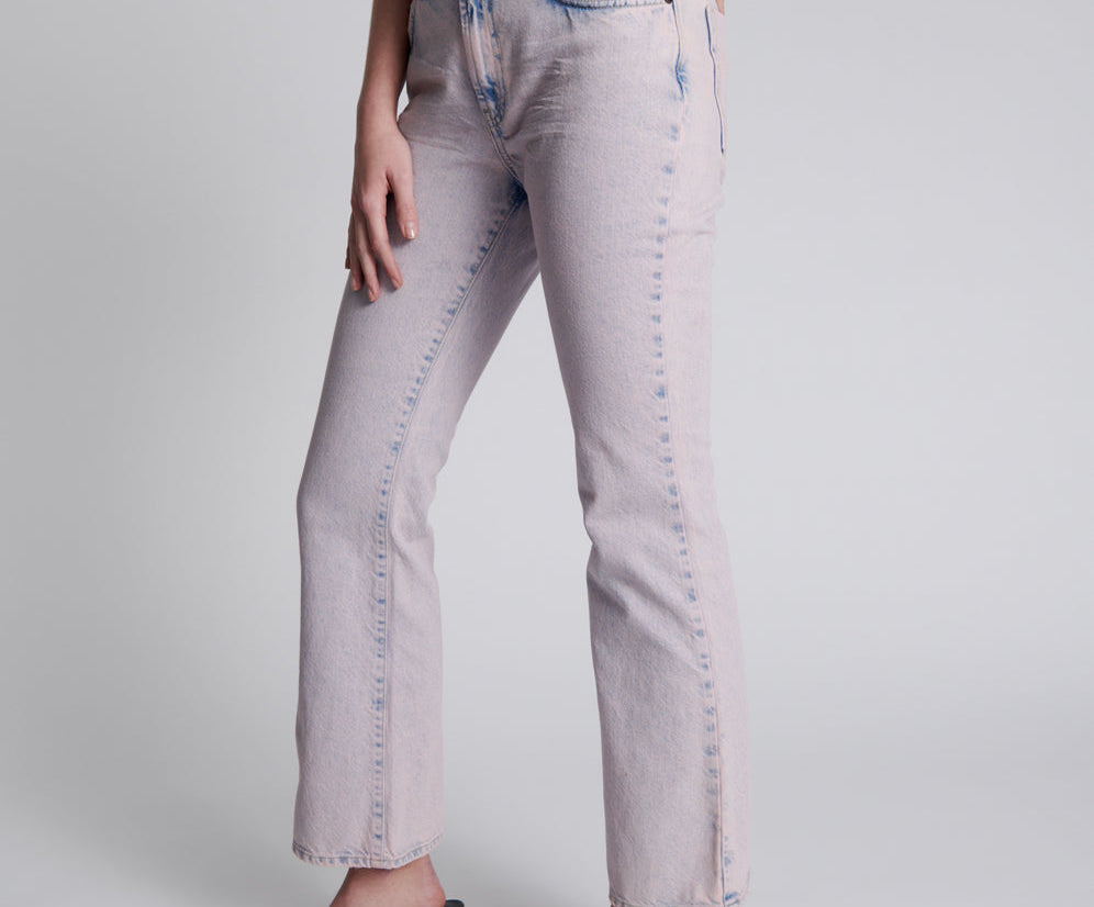 Charlie High Waist Slim Flared Denim Jeans - Pink Haze