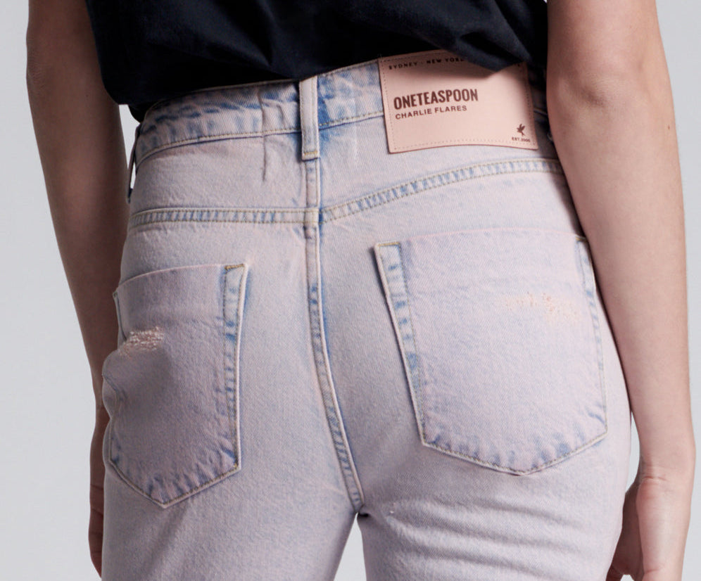Charlie High Waist Slim Flared Denim Jeans - Pink Haze
