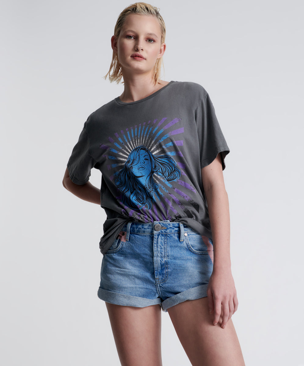 mid waist denim shorts