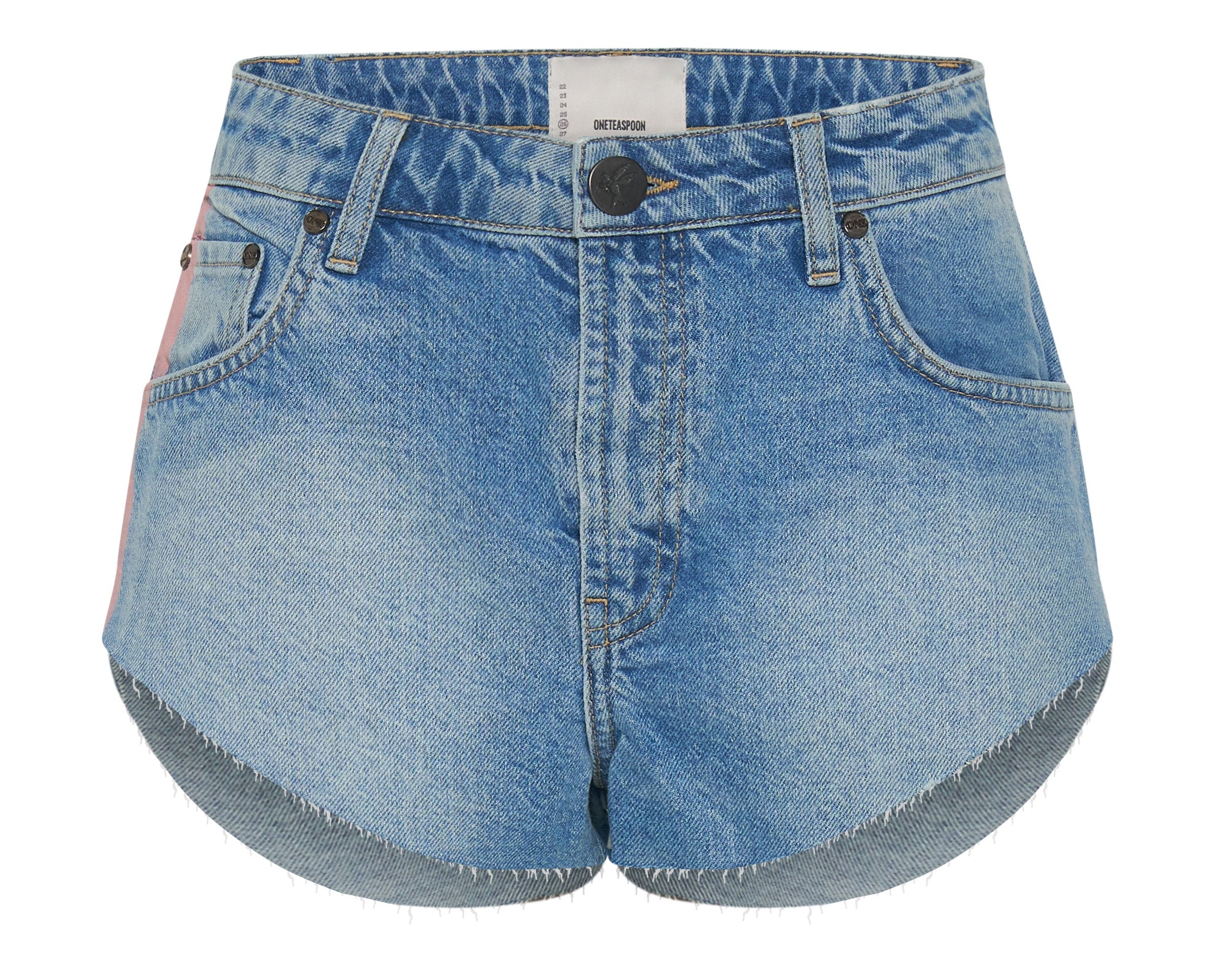 The One High Waist Cheeky Denim Shorts - Linear Blue