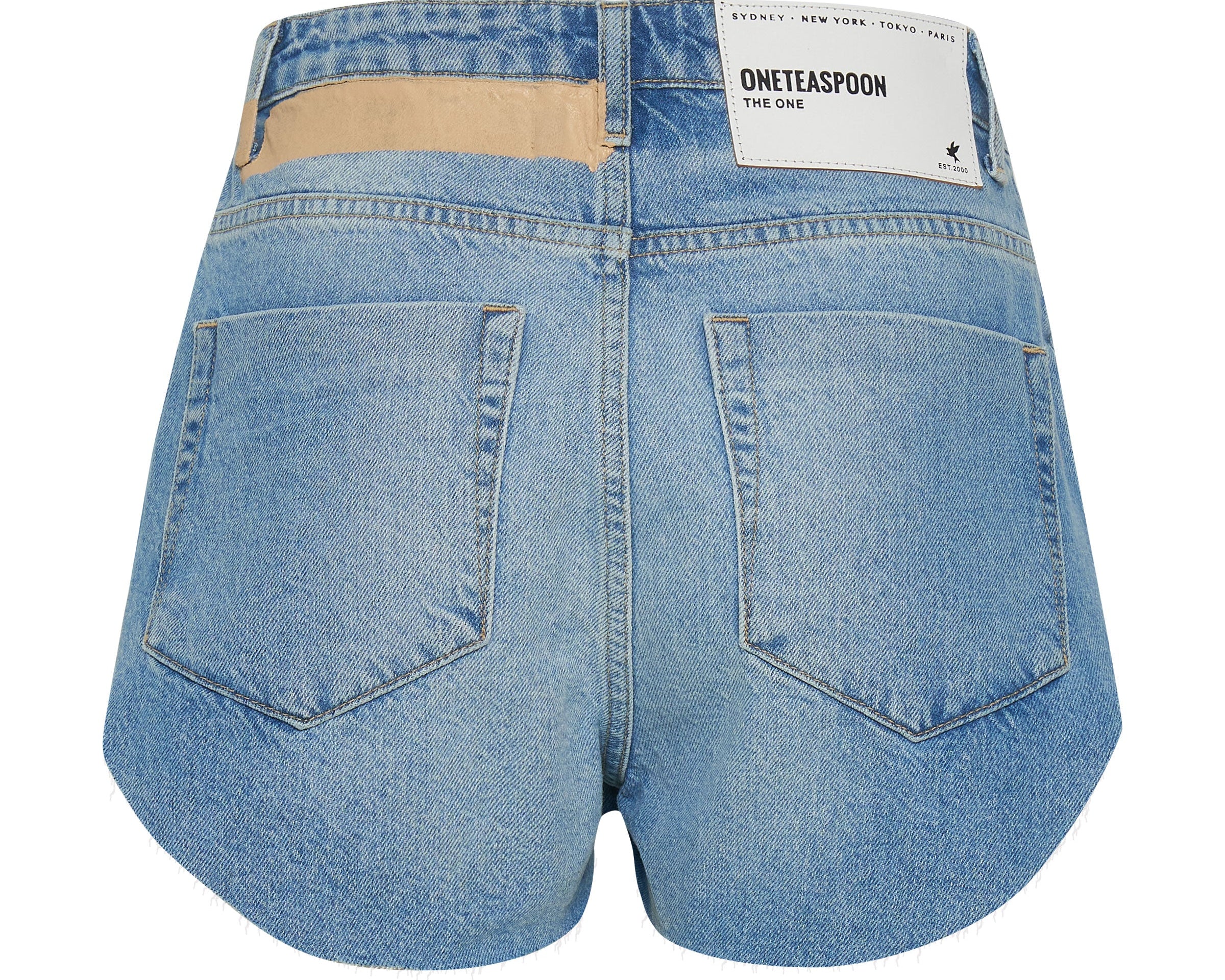 The One High Waist Cheeky Denim Shorts - Linear Blue