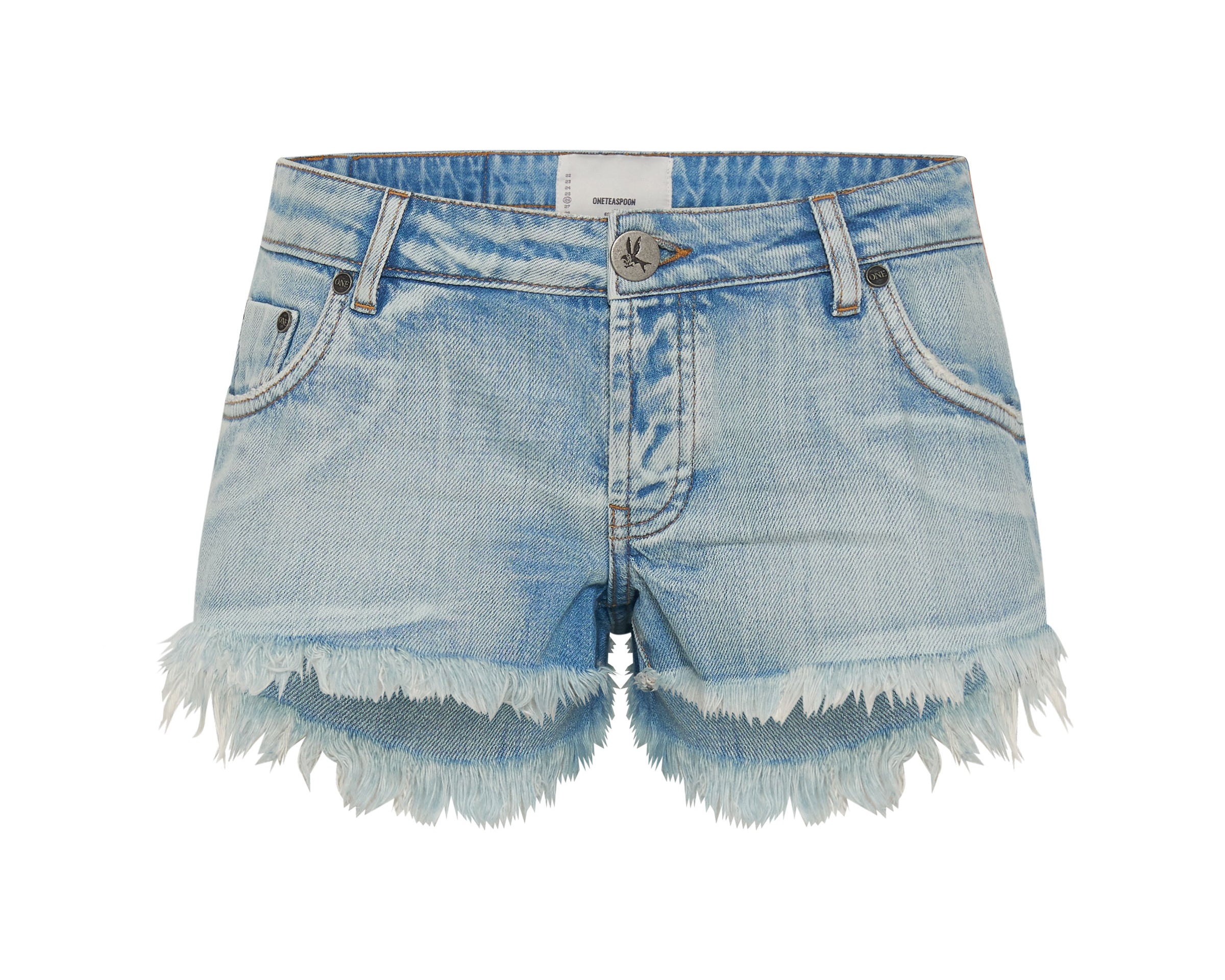 WORN OUT HENDRIXE DUKES LOW WAIST MINI DENIM SHORTS