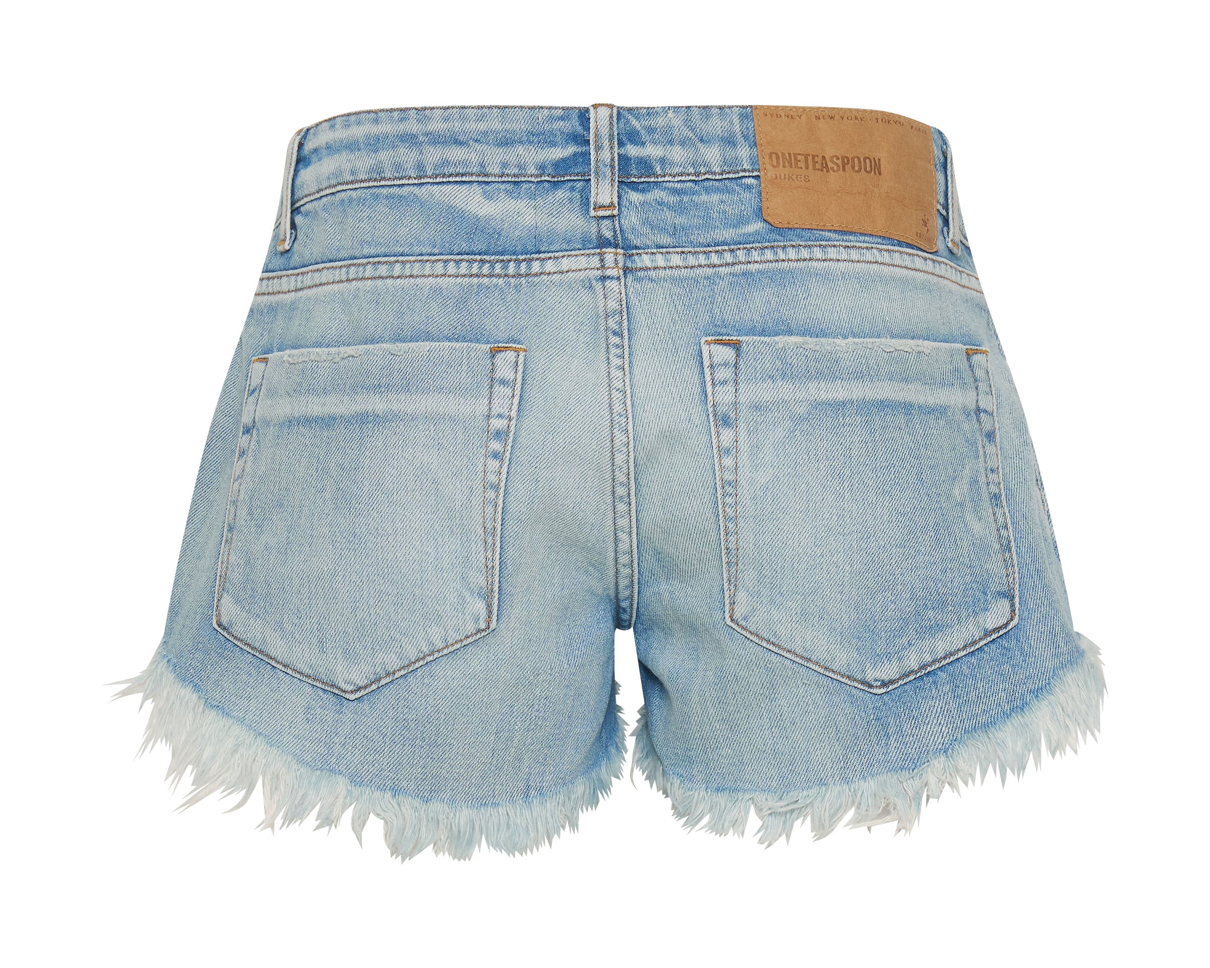 WORN OUT HENDRIXE DUKES LOW WAIST MINI DENIM SHORTS