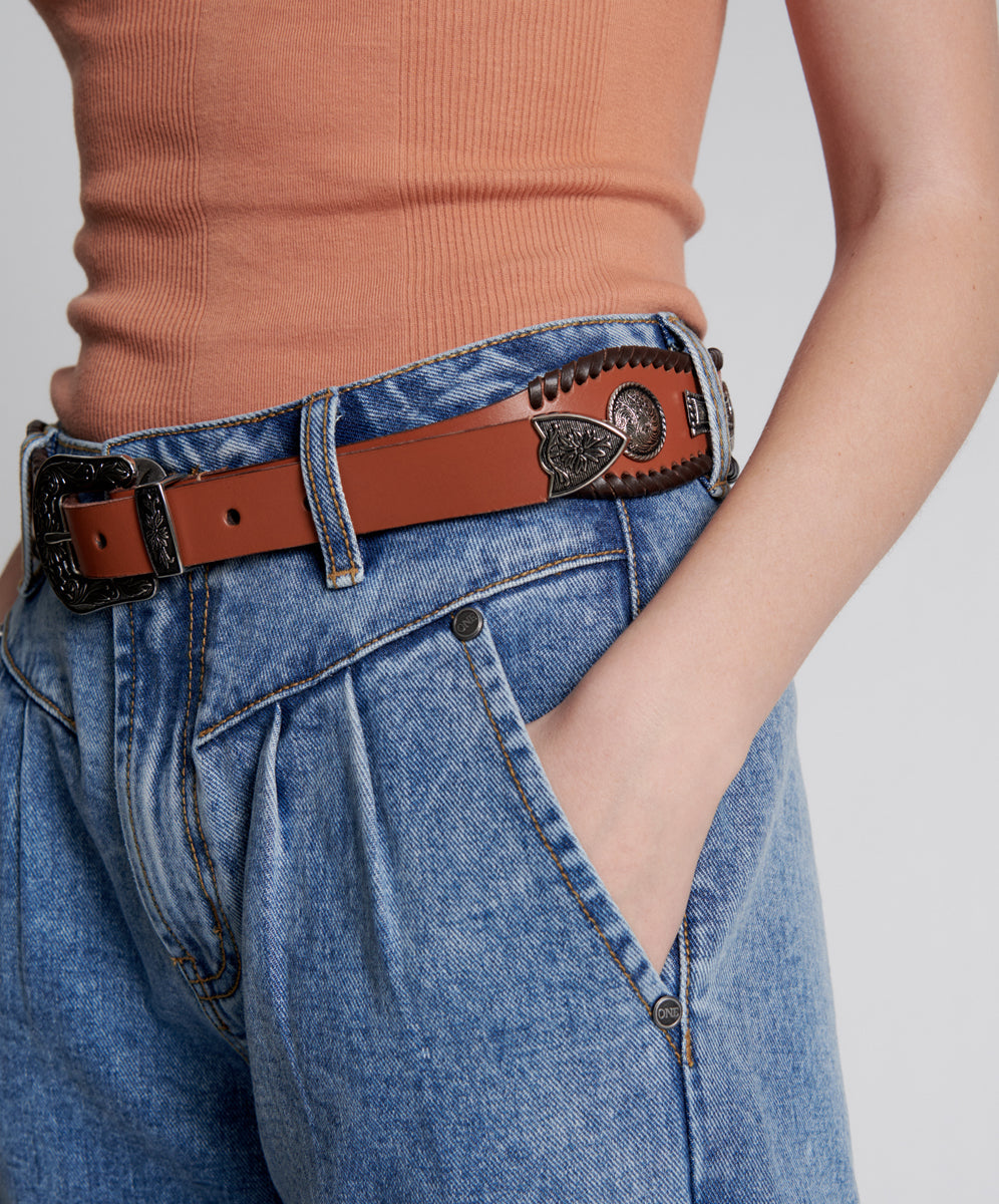 Products HIGH WAIST HITCHHIKER STUDDED LEATHER BELT