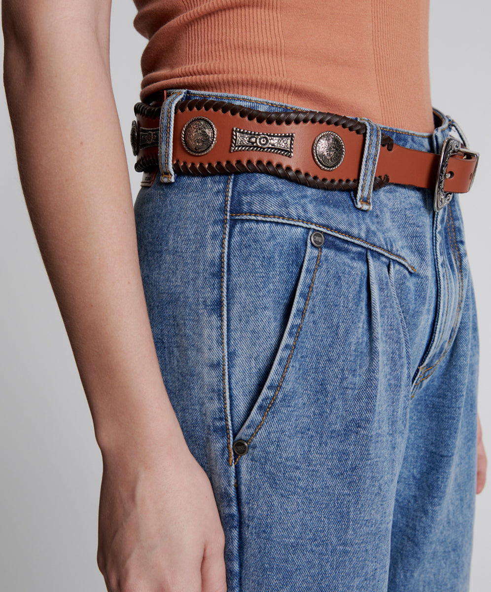Products HIGH WAIST HITCHHIKER STUDDED LEATHER BELT