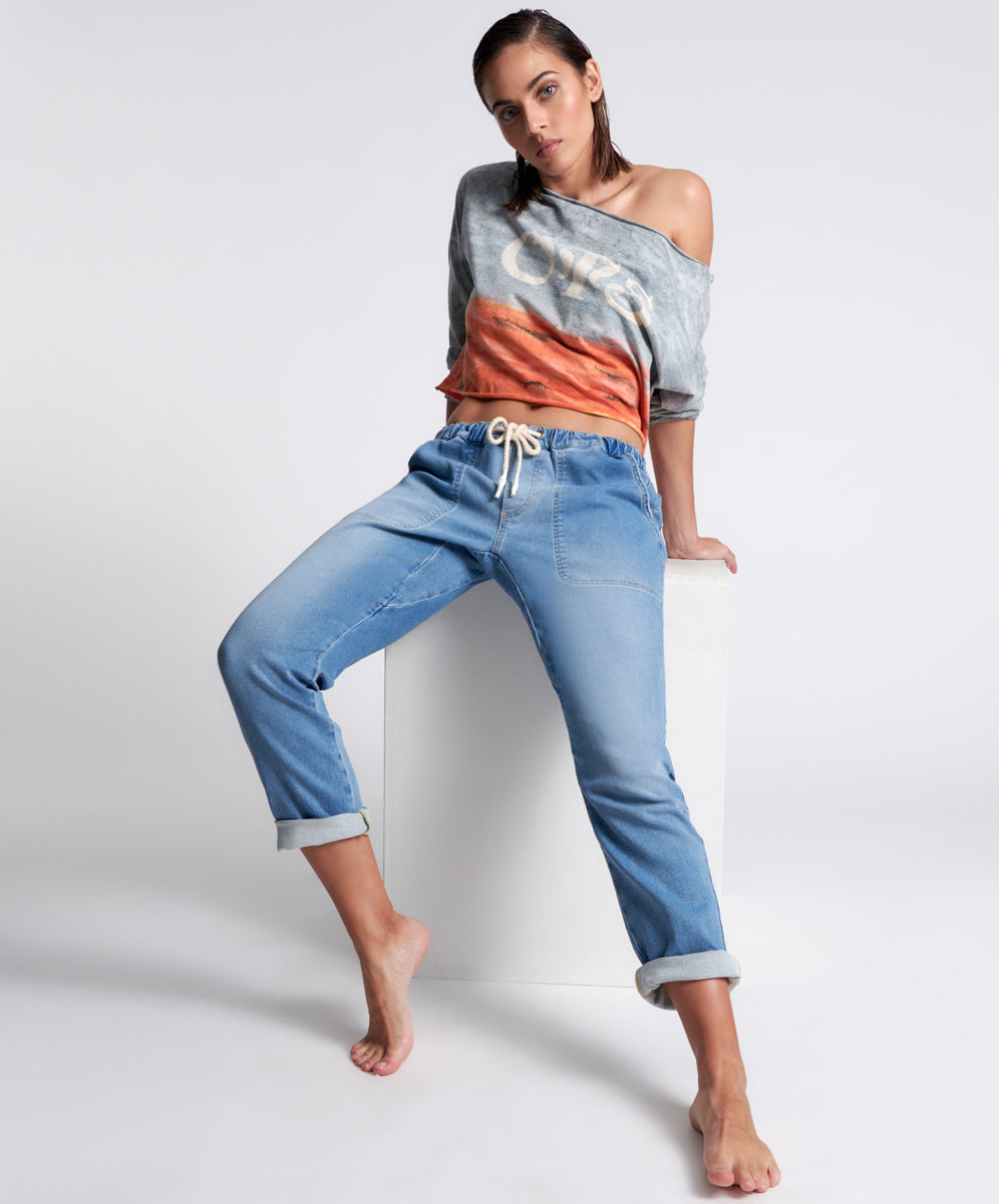 Products PACIFICA LUXE STRETCH SHABBIES DRAWSTRING BOYFRIEN