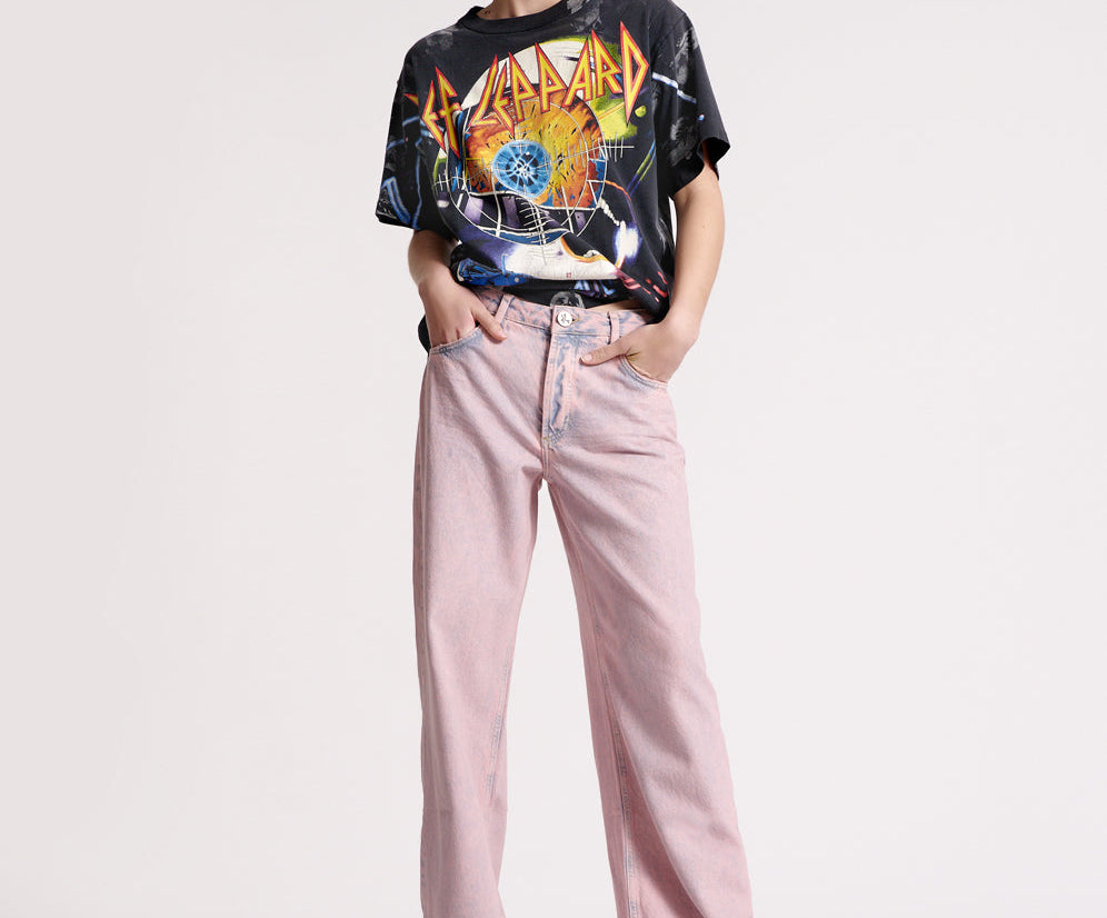 Jackson Mid Waist Wide Leg Denim Jeans - Pink Haze
