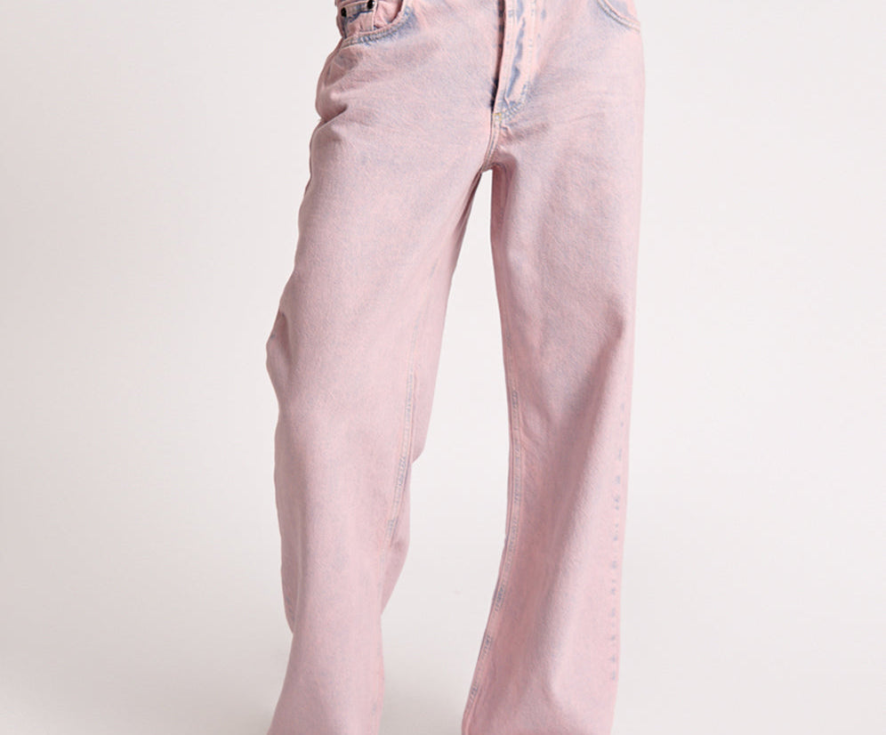 PINK HAZE JACKSON MID WAIST WIDE LEG JEANS