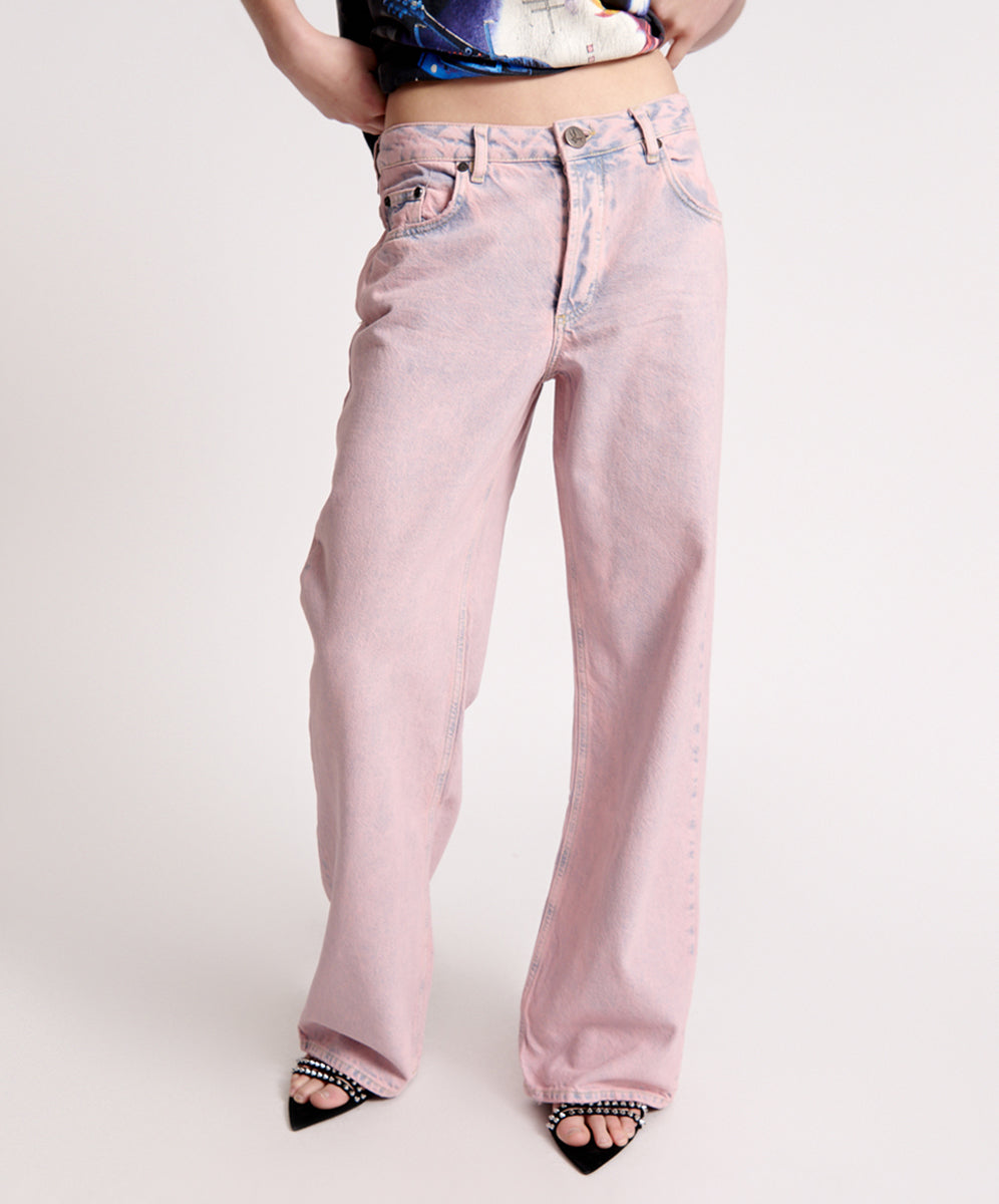 Products Jackson Mid Waist Wide Leg Denim Jeans - Pink Haze
