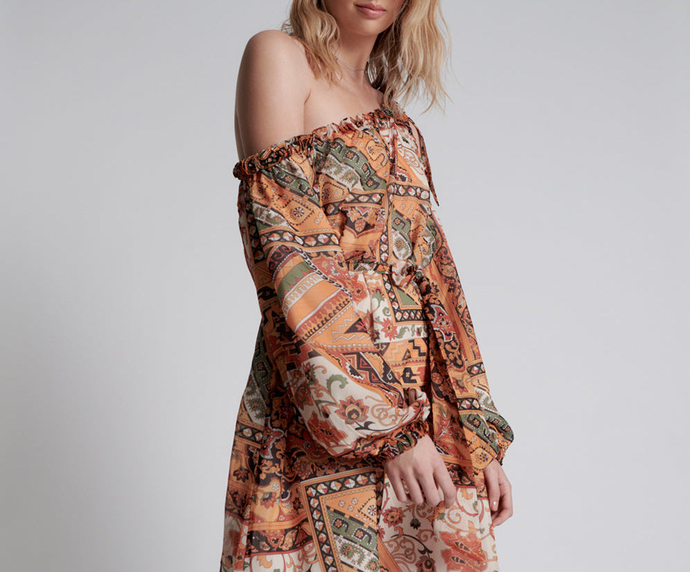 BAZAAR PAISLEY ONE SHOULDER DRESS