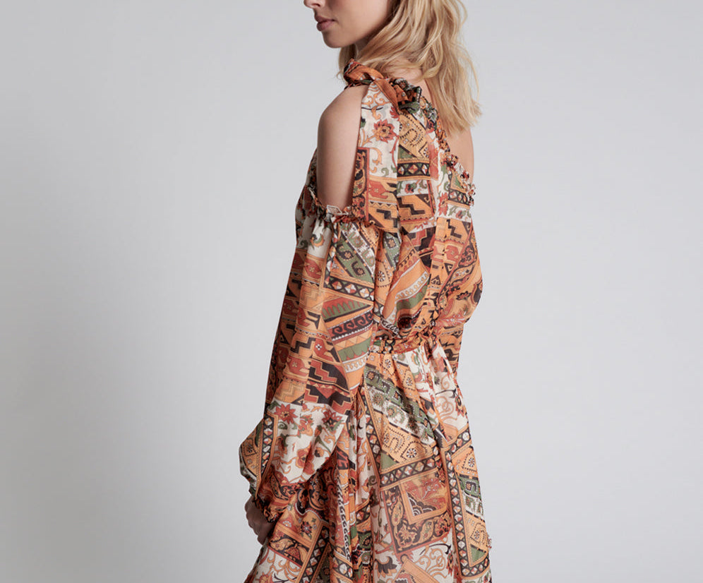 BAZAAR PAISLEY ONE SHOULDER DRESS