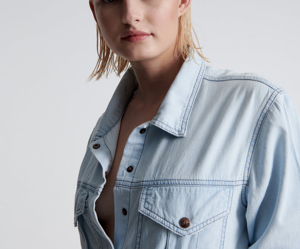 MYSTIC IMPRESSED DENIM SHIRT