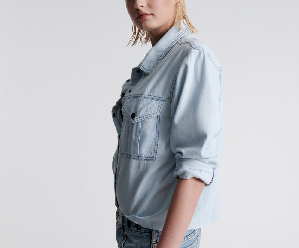 MYSTIC IMPRESSED DENIM SHIRT