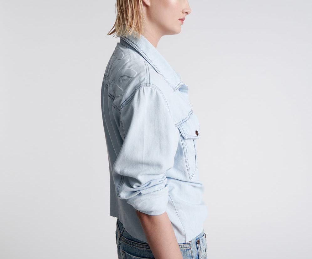 MYSTIC IMPRESSED DENIM SHIRT