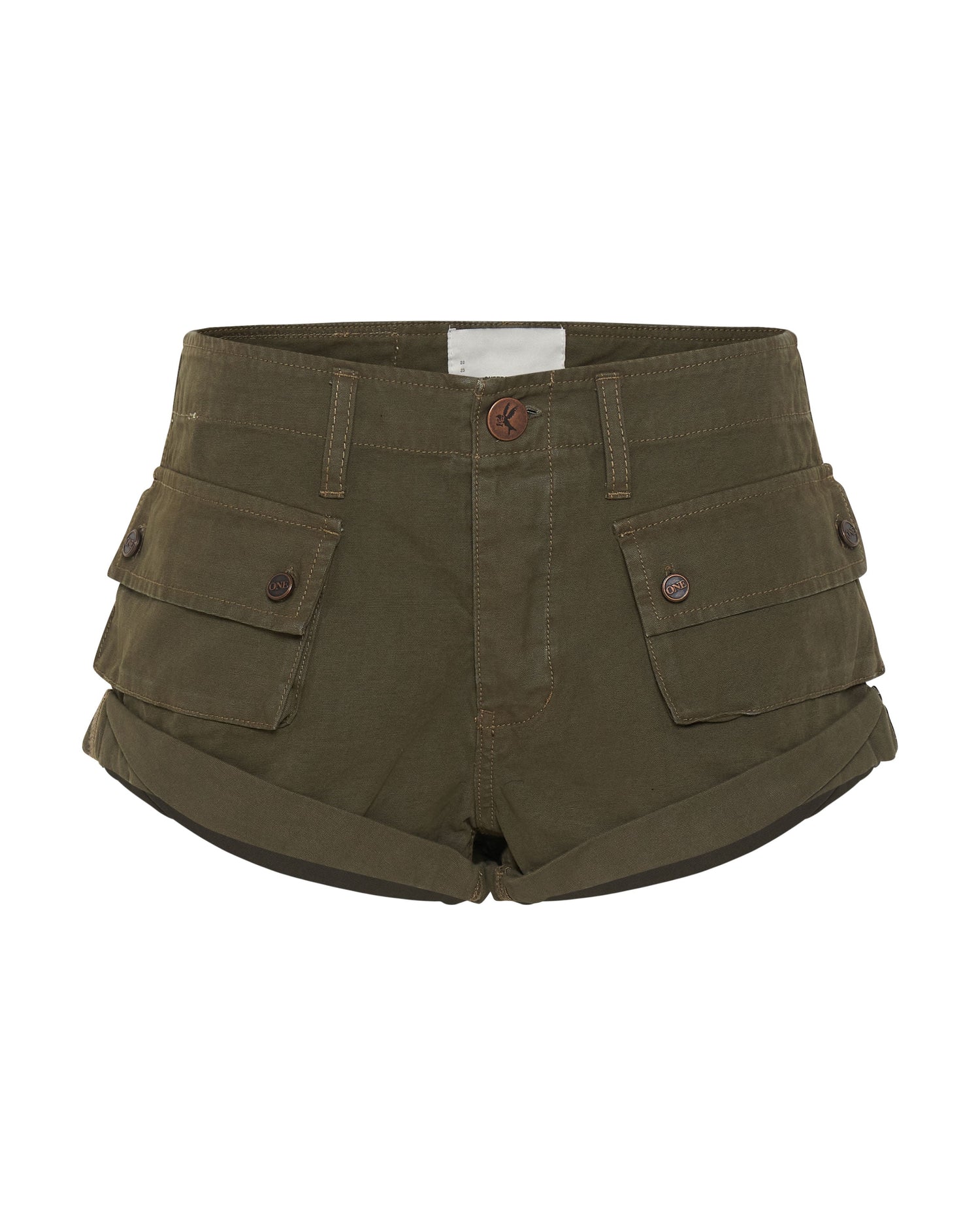 Women's Short Length Denim Shorts Cadet Bandits Low Waist Denim Shorts - Dark Khaki