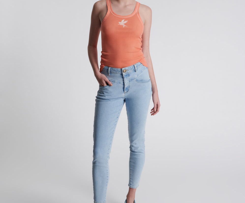 Preachers High Waist Skinny Stretch Denim Jeans - Best Blue