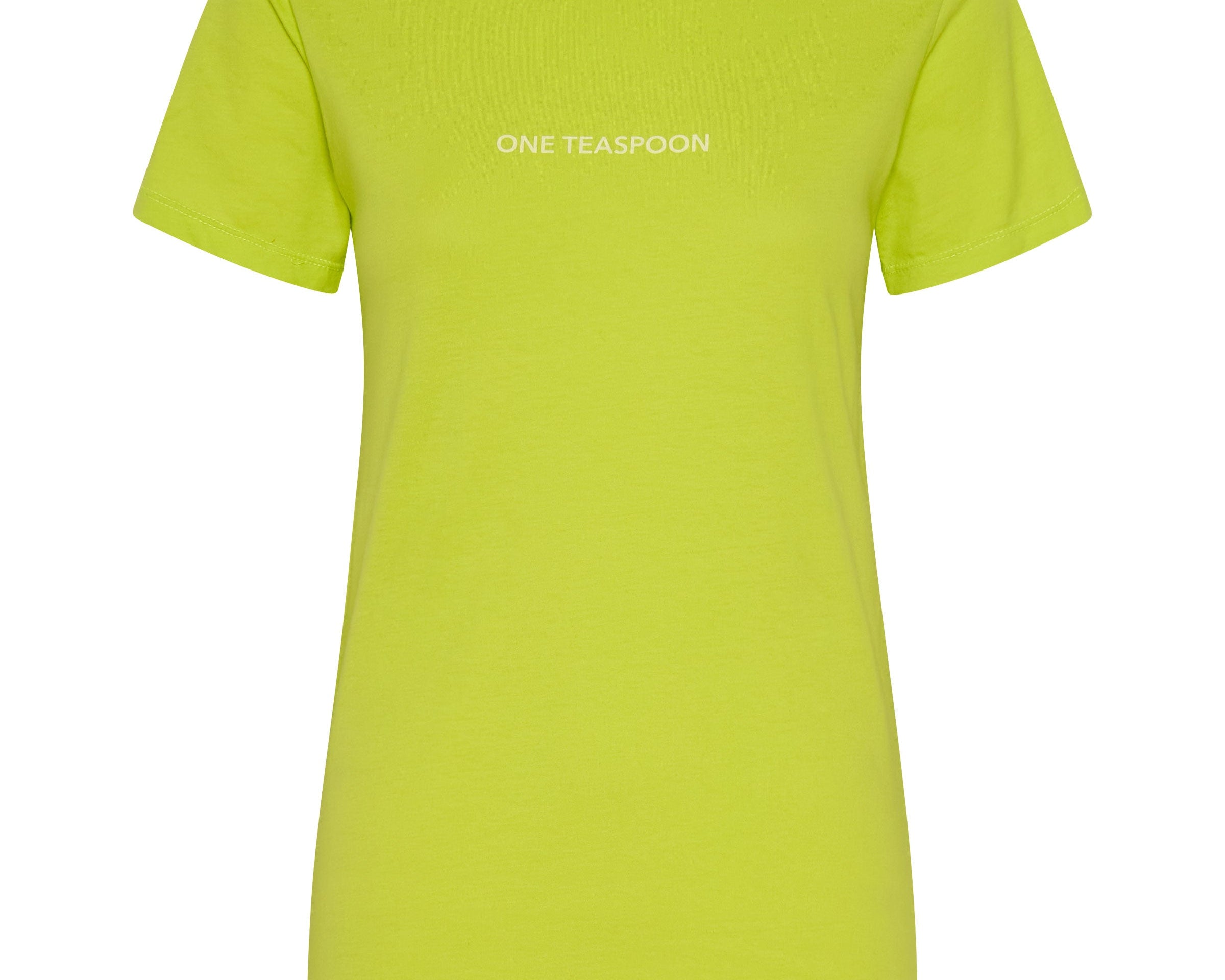 One Teaspoon Organic Fitted Logo Tee Yellow - Chartreuse