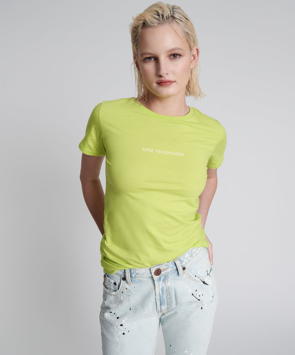 Products One Teaspoon Organic Fitted Logo Tee Yellow - Chartreuse