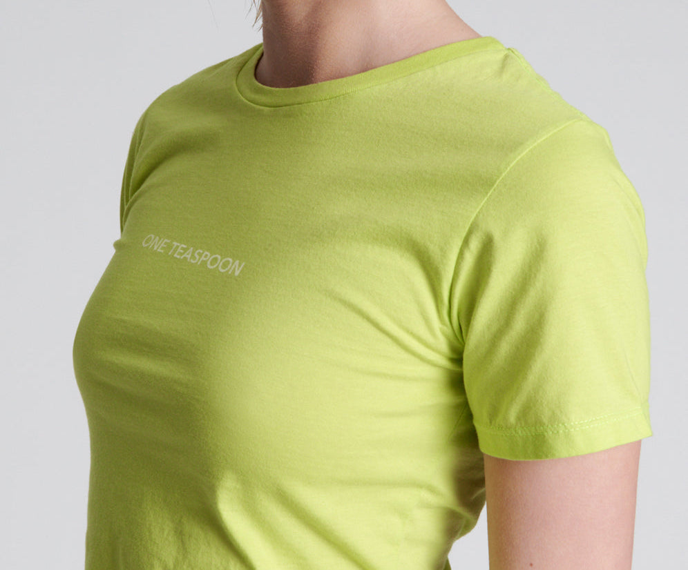 One Teaspoon Organic Fitted Logo Tee Yellow - Chartreuse
