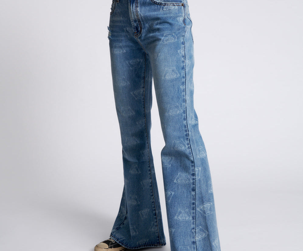 Marines Mid Waist Flared Denim Jeans - Medusa